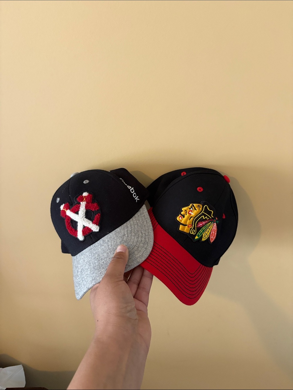 adidas Black Red Gray Baseball Caps - Team Patch Pair